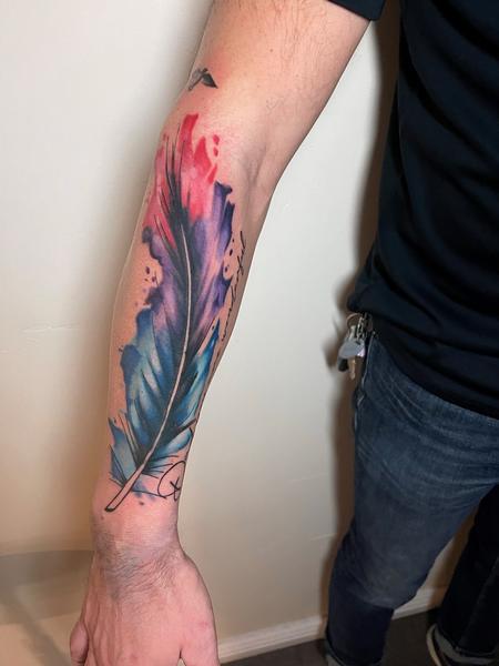tattoos/ - Justin Hammontree Watercolor Feather - 144651